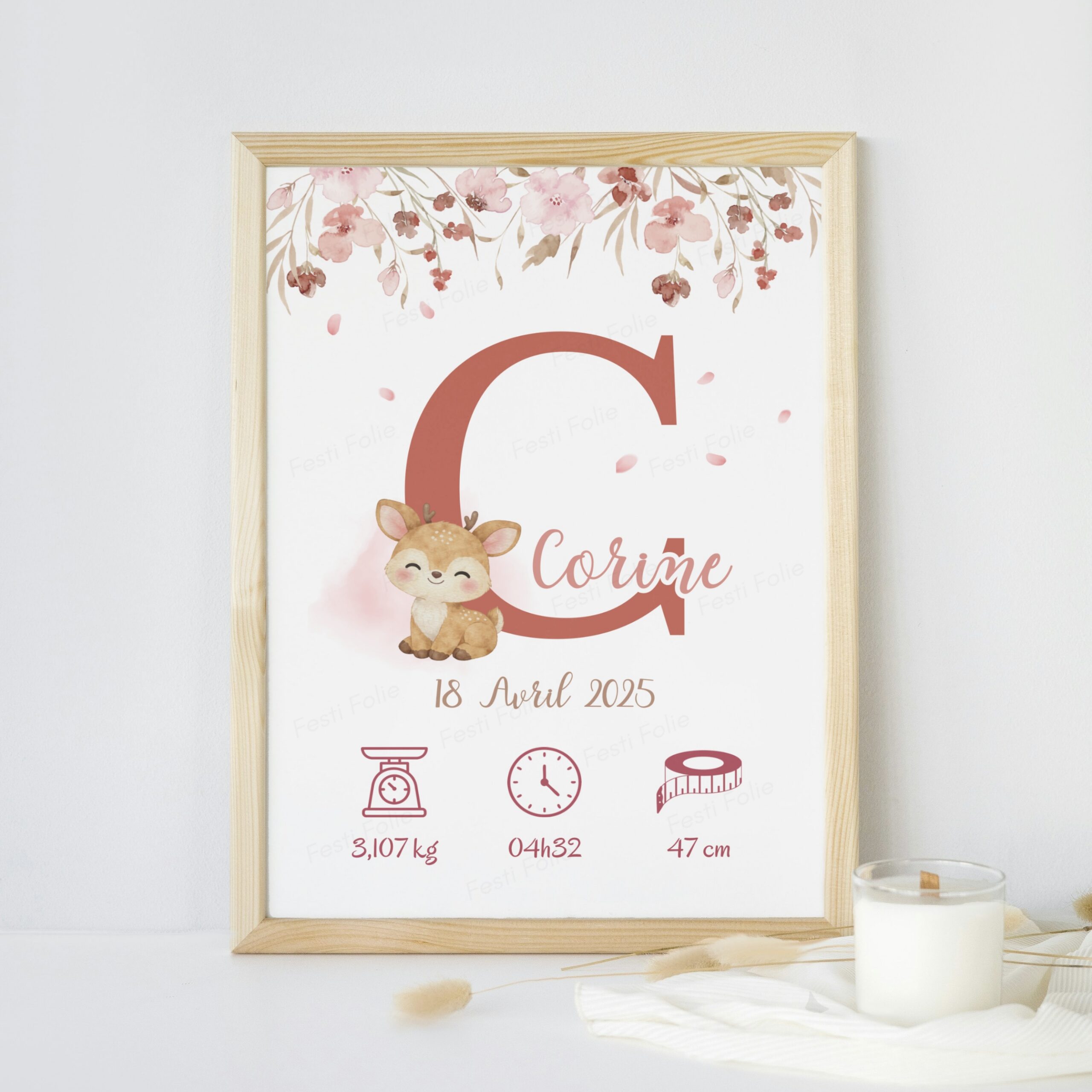 Affiche de Naissance – Cerf Girly