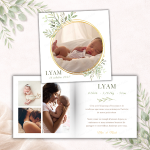 Faire-part de naissance – Feuillages