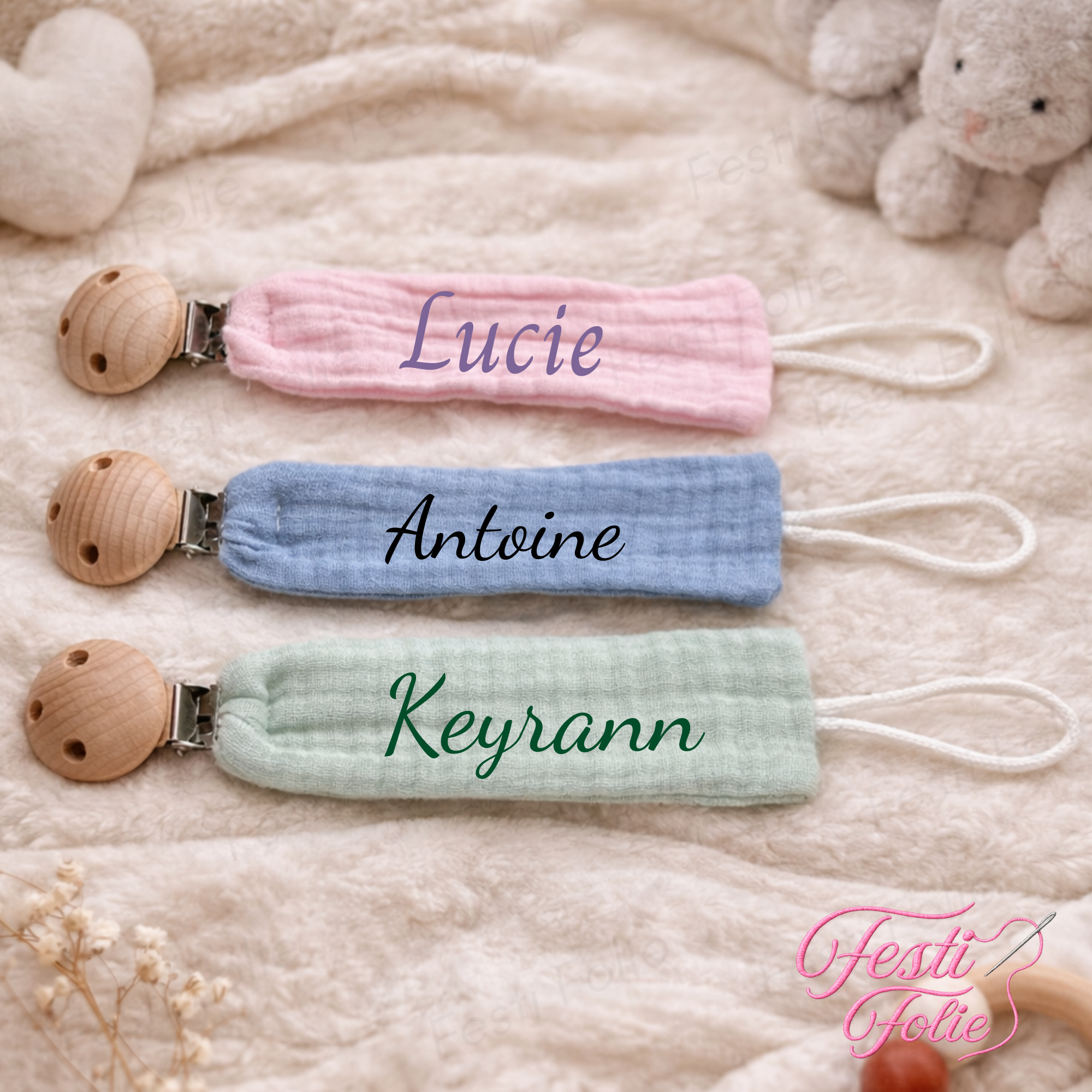 Attache tétine – Gaz de coton