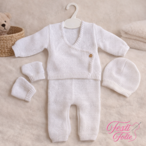 Ensemble en mailles 0/3 mois – Vierge