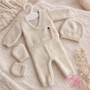 Ensemble en mailles 0/3 mois – Vierge