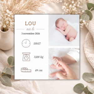 Faire-part de naissance – Moderne épuré