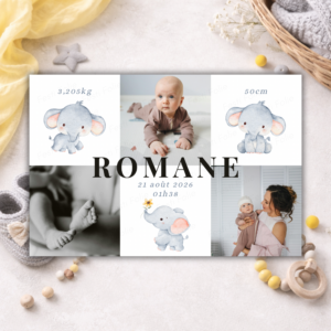 Faire-part de naissance – Éléphant