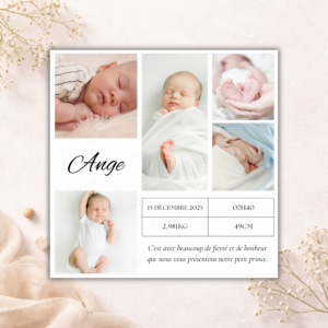 Faire-part de naissance – Photos minimalistes