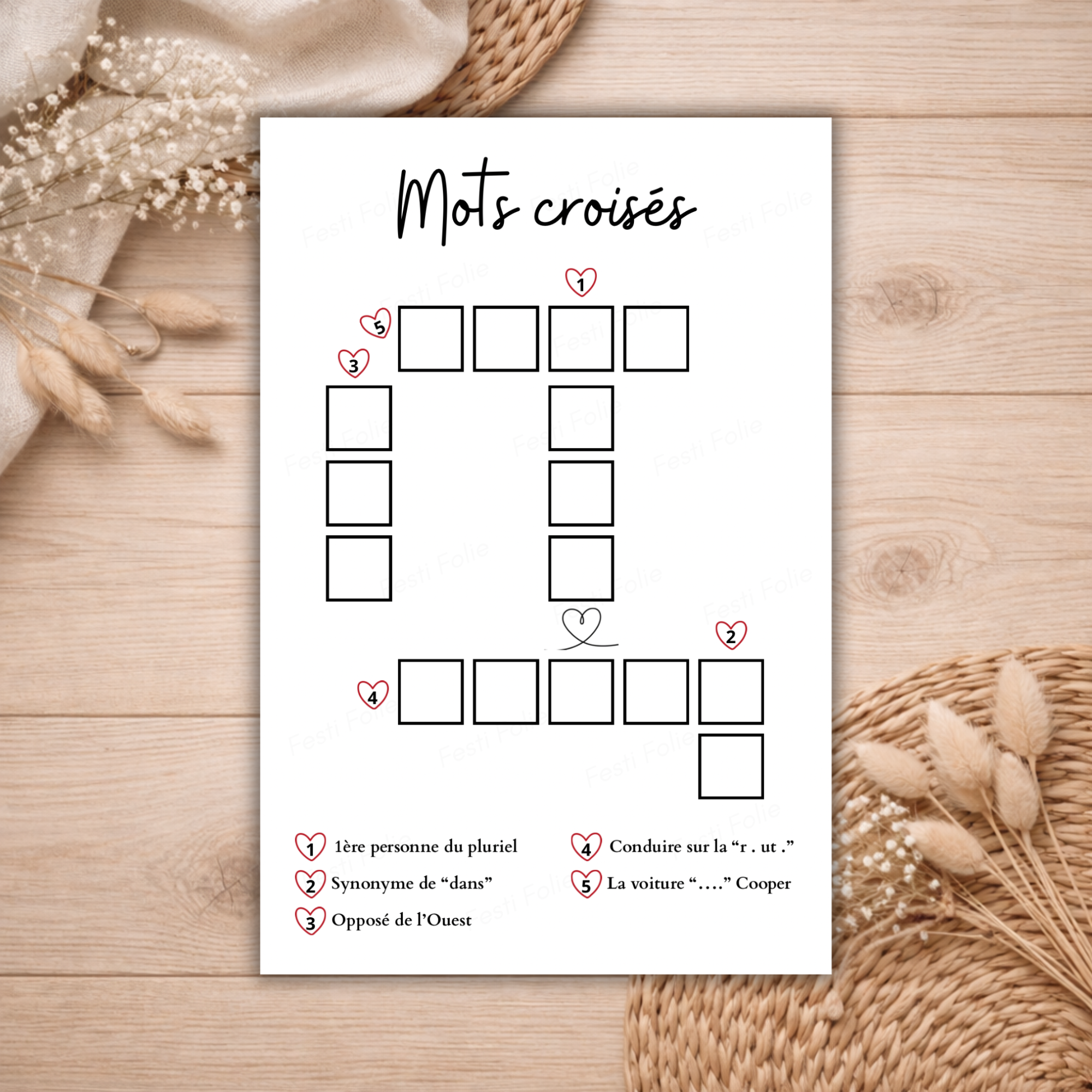 Annonce de grossesse – Carte mots croisés