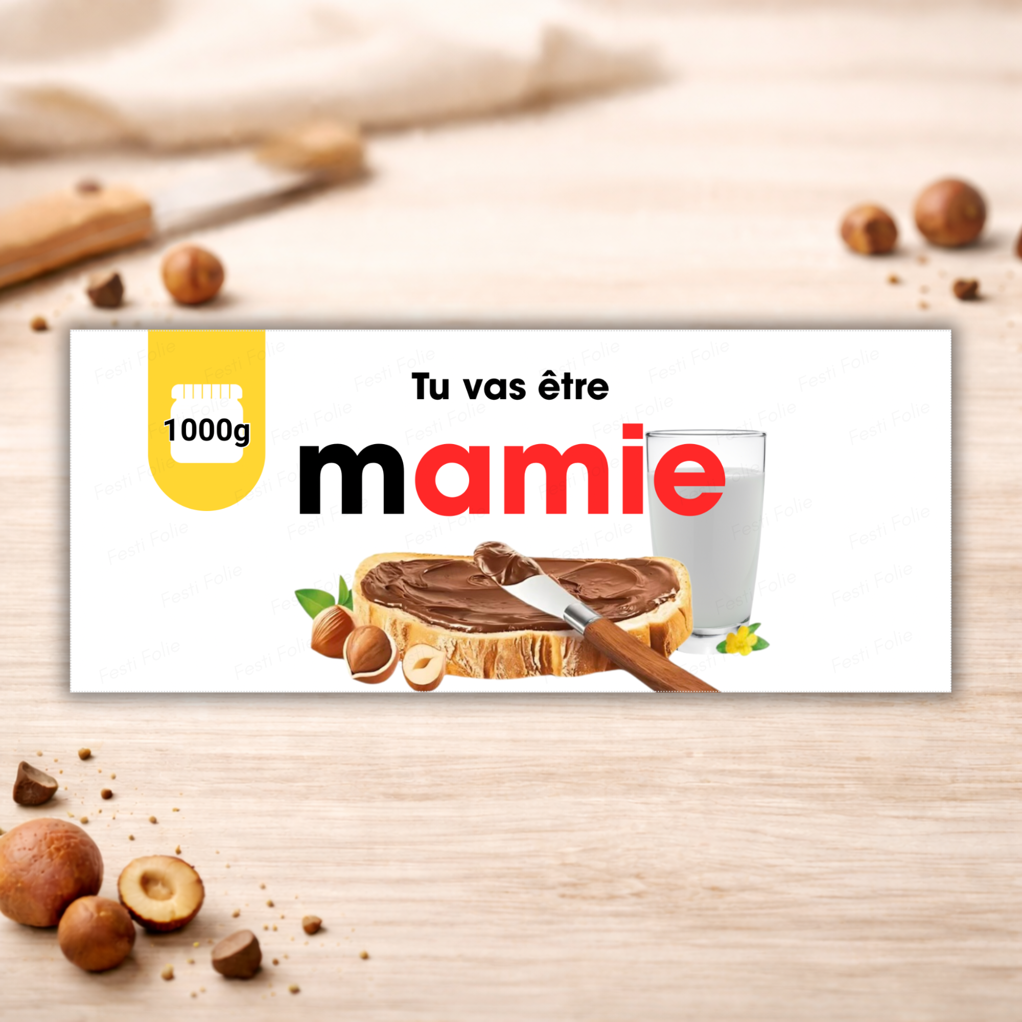 Annonce de grossesse – Étiquette type Nutella