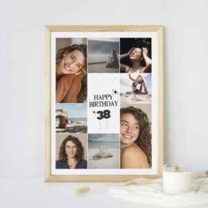 Cadre photo personnalisé – Happy Birthday + âge