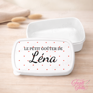 Boîte à Goûter Personnalisée – Cœurs Rouges