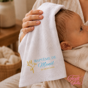 Serviette de Baptême – Colombe harmonie