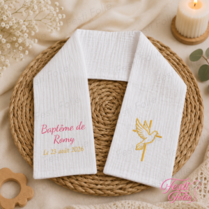 Écharpe de Baptême – Colombe harmonie